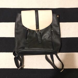 Boohoo Black and Cream Faux Leather Backpack